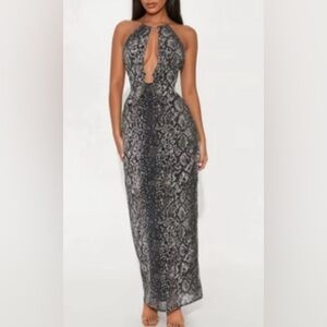 NWT Fashion Nova Black and Gray Backless Dress size XS